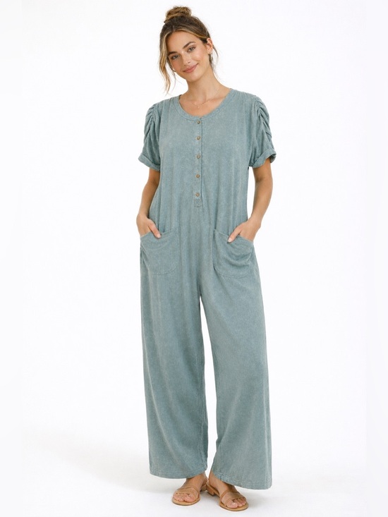 Free People Pants - By Together Free People Beach Collection Knit Jumpsuit Seafoam Green Size Medium